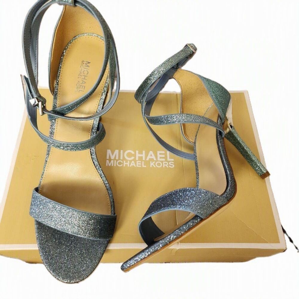 MICHAEL Michael Kors Astrid Glitter Stiletto Sandals – Size 10 NIB